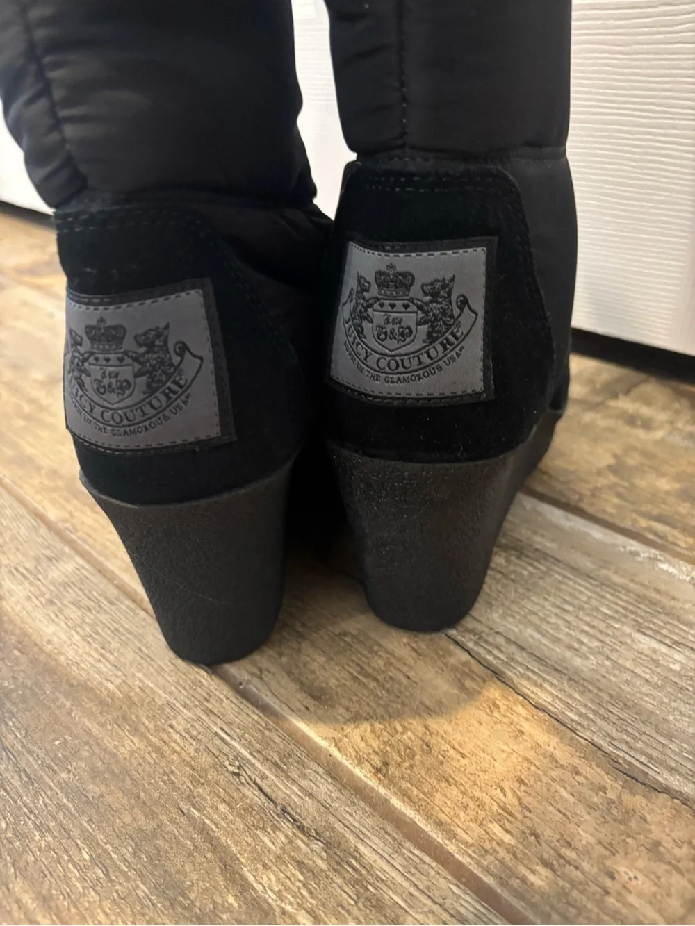 Juicy Couture Black Knee-High Winter Boots with Faux Fur Cuff